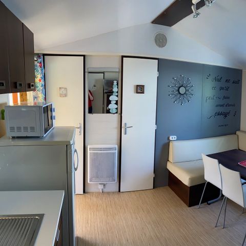 Mobilheim 6 personen - 3 Schlafzimmer - überdachte Terrasse - TV