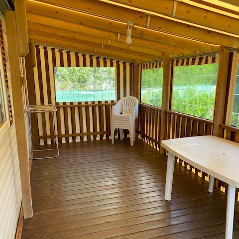 Mobilheim 6 personen - 3 Schlafzimmer - überdachte Terrasse - TV