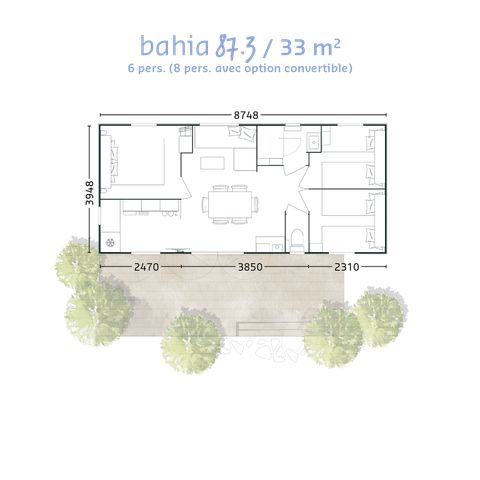 Mobilheim 6 personen - Mobilheim CONFORT - 3 Schlafzimmer - überdachte Terrasse - TV -.