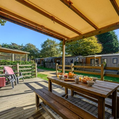 Mobilheim 4 Personen - Ultimate | 2 Zi. | 4 Pers. | Erhöhte Terrasse | Klimaanlage | TV