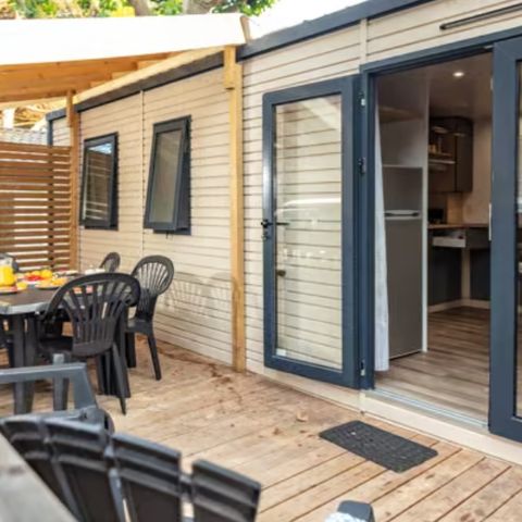 MOBILHOME 8 personas - Confort | 4 Dormitorios | 8 Pers | Terraza elevada | 2 baños | Aire acondicionado | TV