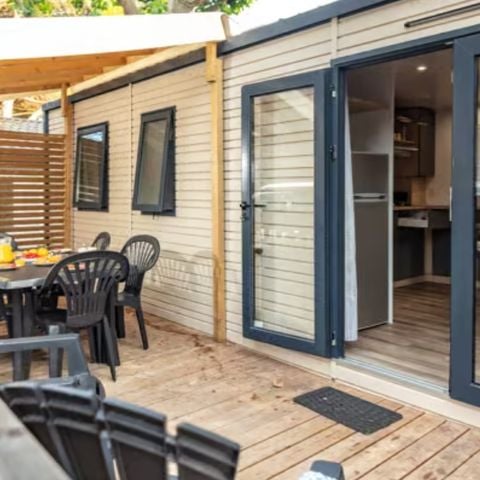 MOBILHOME 8 personas - Confort | 4 Dormitorios | 8 Pers | Terraza elevada | 2 baños | Aire acondicionado | TV