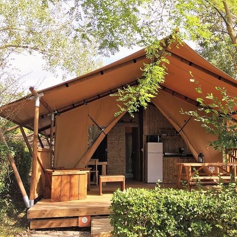 TENTE TOILE ET BOIS 4 personnes - LODGE SAFARI WOODY