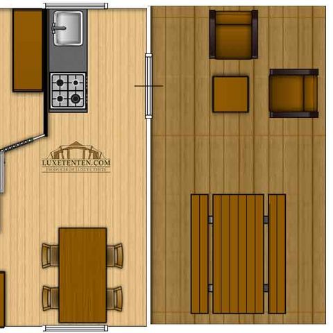 Tente en toile et en bois 4 personnes - LODGE SAFARI WOODY