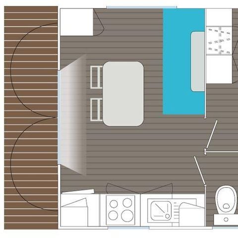 Mobile home 2 persons - Corsaire COMFORT -1 bedroom 20m²- *Clim, terrace, TV*.