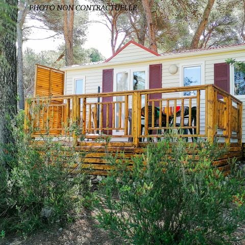 Stacaravan 4 personen - Océane COMFORT -2 kamers 27m²- *Klimaat, terras, TV*.