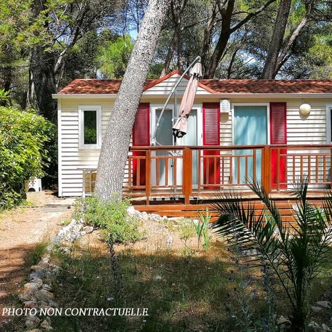Stacaravan 4 personen - Florès - COMFORT -2 kamers 30m²- *Klimaat - Terras - TV* *Klimaat - TV