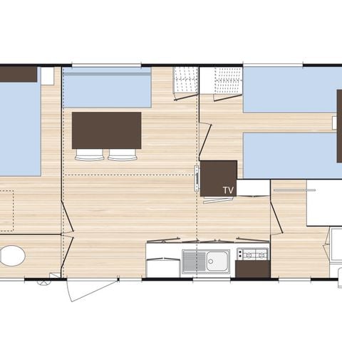 MOBILHOME 4 personnes - CONFORT - 26m² (2 chambres + climatisation)