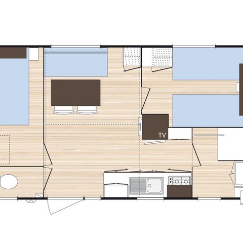 MOBILHOME 4 personas - CONFORT - 26m² (2 habitaciones + aire acondicionado)