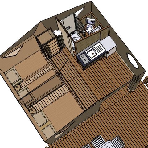 TENDA IN TELA E LEGNO 4 persone - Canada con servizi igienici