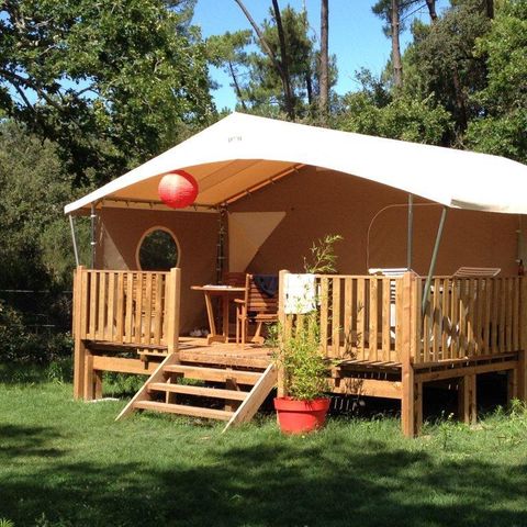 TENDA IN TELA E LEGNO 4 persone - Canada con servizi igienici