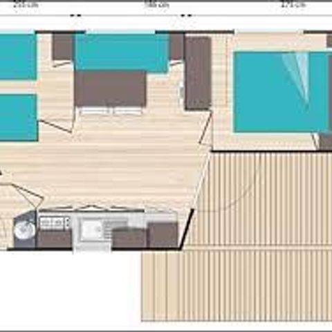 Stacaravan 4 personen - Stacaravan 20m² - 2 kamers + 7.50m² halfoverdekt terras