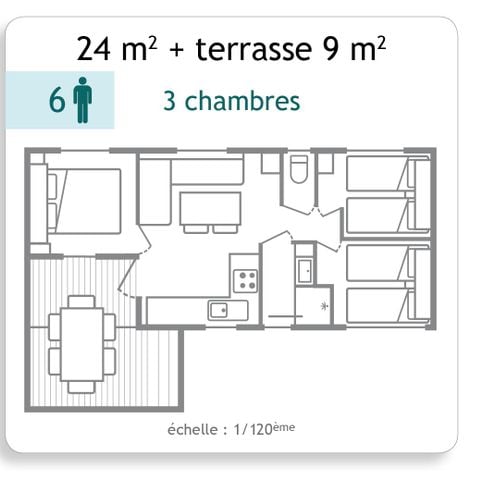 Mobilhome 6 personnes - mobile home 3 chambres