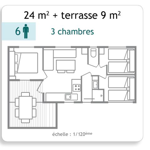 Stacaravan 6 personen - Stacaravan met 3 slaapkamers