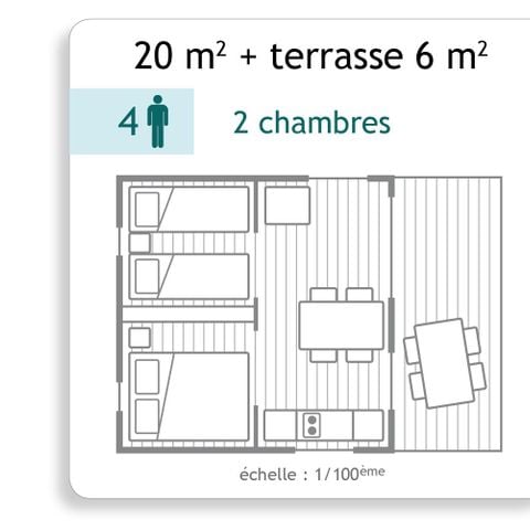 BUNGALOW TOILÉ 4 personnes - Bungalow toilé - sans sanitaires - 20m² 4 pers