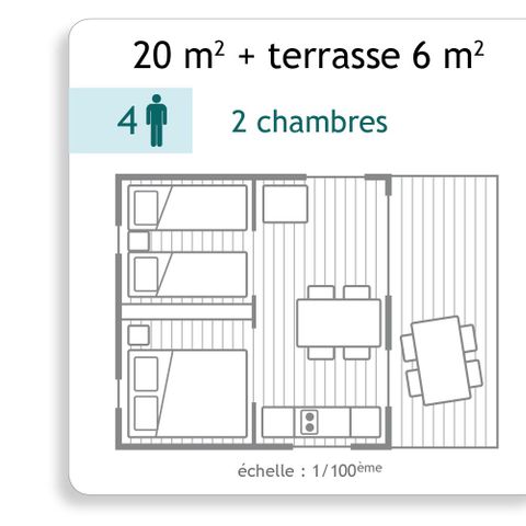Bungalowzelt 4 Personen - Ohne Sanitäranlagen