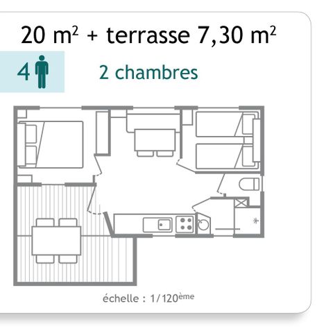 MOBILHOME 4 personas - Mobil home - 2 habitaciones 4 pers