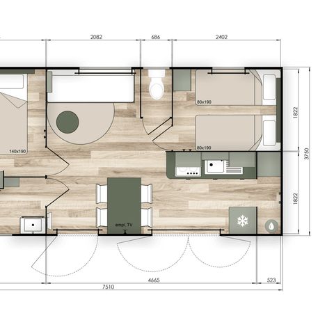 CASA MOBILE 4 persone - Mobil Home Comfort - 2 camere da letto, 4 persone