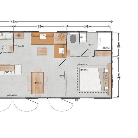Mobilheim 6 personen - Premium-Mobilheim – 3 Schlafzimmer – 2 Badezimmer, mit Klimaanlage und Geschirrspüler, für 6 Personen