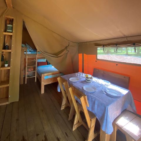 TIENDA DE LONA Y MADERA 5 personas - Albergue sin instalaciones sanitarias