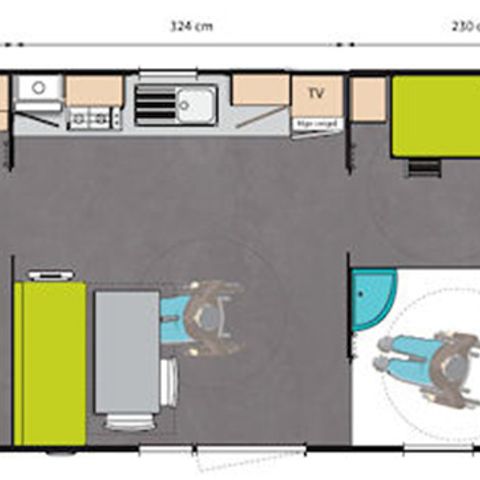 MOBILHOME 4 personas - 2 habitaciones con acceso para minusválidos