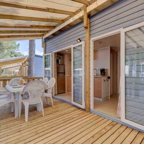 Stacaravan 6 personen - Comfort | 2 Slaapkamers | 4/6 Pers | Verhoogd terras | Airconditioning | TV