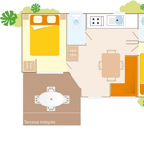 MOBILHOME 6 personas - Confort | 2 Dormitorios | 4/6 Pers. | Terraza individual | Aire acondicionado.