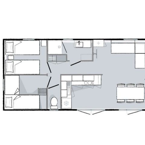 Mobilheim 6 personen - Mobilheim Premium 6 Personen 3 Schlafzimmer 2 Badezimmer
