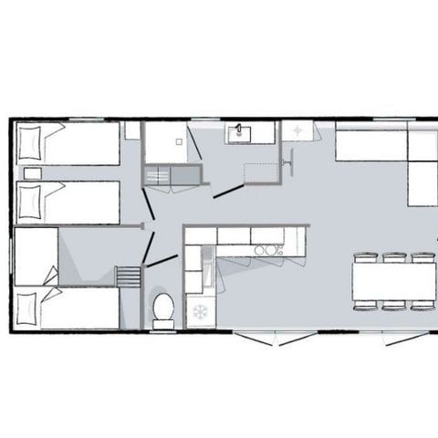 Mobilhome 6 personnes - Premium - 3 chambres - 2 salles de bain 40m²