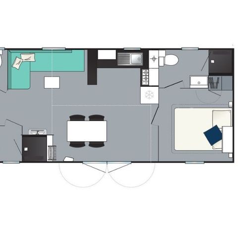 Mobilheim 6 personen - Komfort 8 Personen 3 Schlafzimmer 2 Bäder
