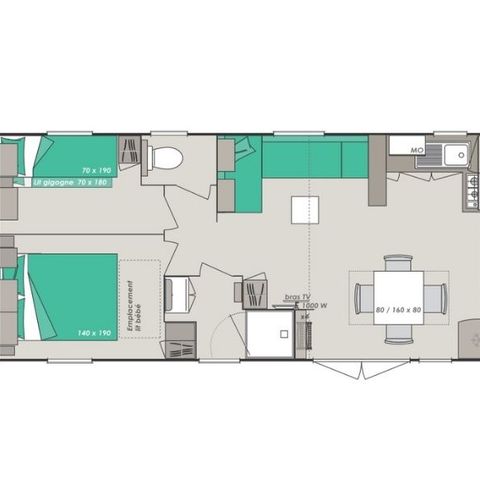 Mobile home 8 persons - Comfort 4 bedrooms 37m²