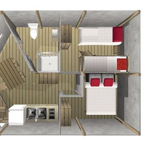 BUNGALOW 5 personen - Canvas bungalow Junior 5 personen 2 slaapkamers 21m² (2 slaapkamers)
