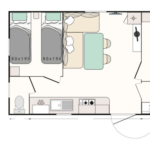 BUNGALOW 7 personnes - Mobil-home Evasion+ 7 personnes 2 chambres 28m²