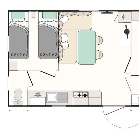 MOBILHOME 7 personnes - Mobil-home Evasion+ 7 personnes 2 chambres 28m²