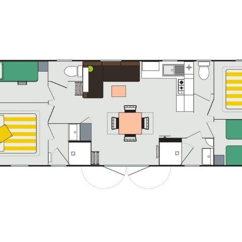 Mobilheim 8 personen - Mobilheim Confort+ 8 Personen 4 Schlafzimmer 2 Bäder