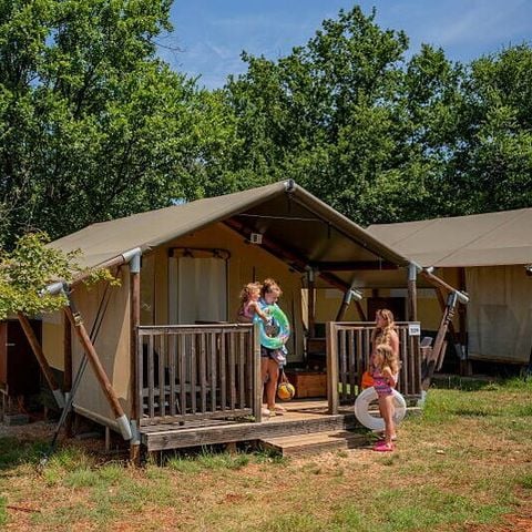 Tente en toile et en bois 5 personnes - Tente Eco Lodge | 2 Ch. | 4/5 Pers. | Terrasse simple