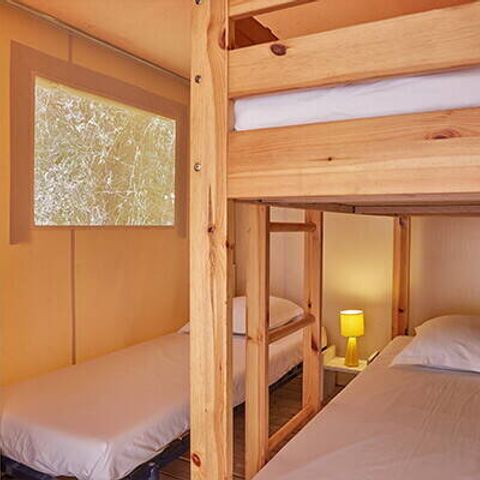 Tente en toile et en bois 5 personnes - Tente Eco Lodge | 2 Ch. | 4/5 Pers. | Terrasse simple