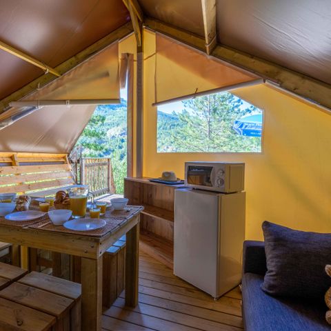 TENTE 5 personnes - Tente Junior sur pilotis 21m² (sans sanitaire)  2 chambres + terrasse