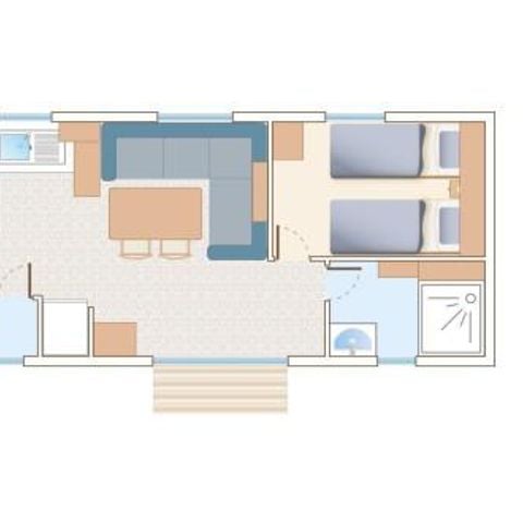 Mobilhome 4 personnes - Confort 26m² - 2 chambres - Terrasse semi-couverte