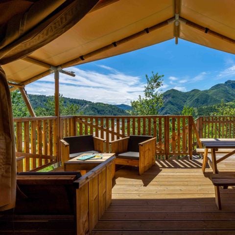 Tent 6 personen - Lodge Premium 35m² 3-slaapkamer - 16m² terras - Met sanitair