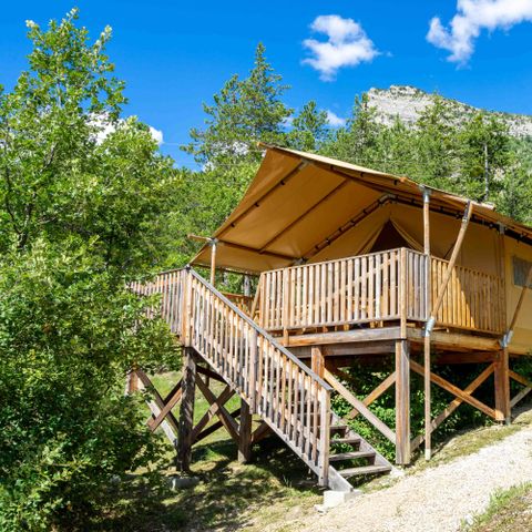 TENDA DA CAMPEGGIO 6 persone - Lodge Premium 35m² tenda con 3 camere da letto + 16m² terrazza (con servizi igienici)