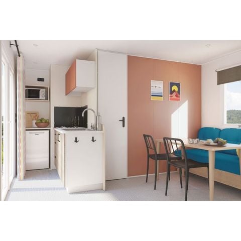 Mobilheim 4 Personen - 4 plus - 22m² - 2 Schlafzimmer, halboffene Terrasse