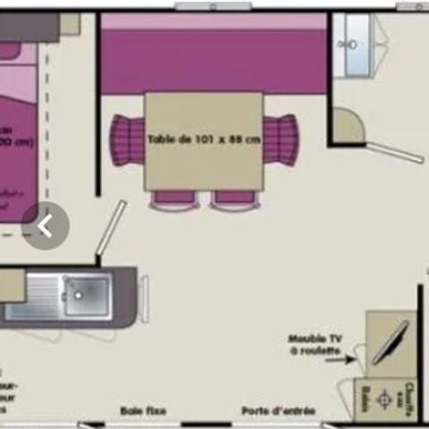 BUNGALOW 7 personnes - Mobil-home | Comfort | 3 Ch. | 7 Pers. | Terrasse surélevée non couverte | TV