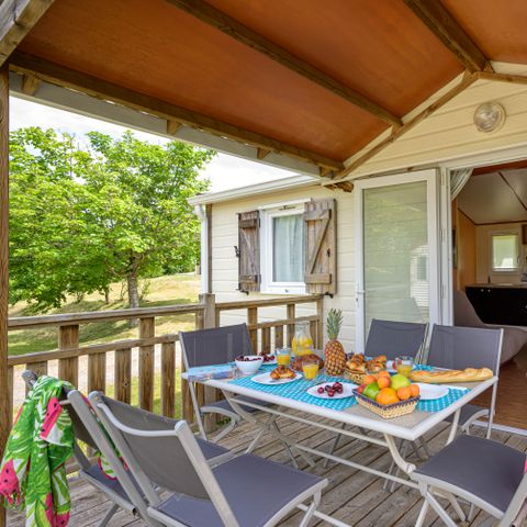 Chalet 6 personen - Chalet Premium 29m² / 3 Zimmer - Überdachte Terrasse + TV + TV + Klimaanlage 6 pers.