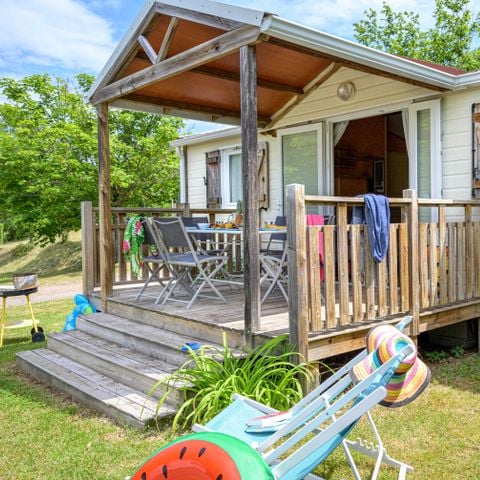 CHALET 6 personnes - Chalet Premium 29m² / 3 chambres - Terrasse couverte + Tv + LV + clim 6 pers