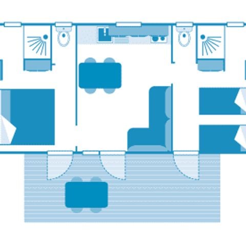 Mobilhome 4 personnes - Cottage Korrigan 4p 2ch Premium