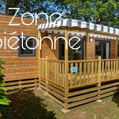 Mobilheim 4 Personen - Mobilheim Camelot Premium 32m² (2 Zimmer) + große überdachte Terrasse/ Fußgängerzone 4 Pers.