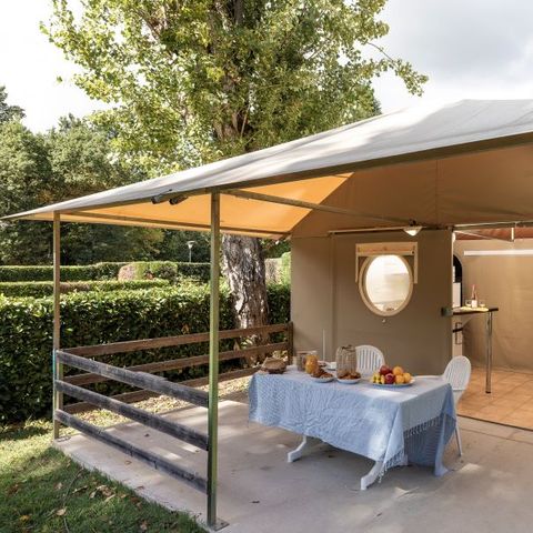 Tente en toile et en bois 5 personnes - Lodge 2 chambres 5 pers