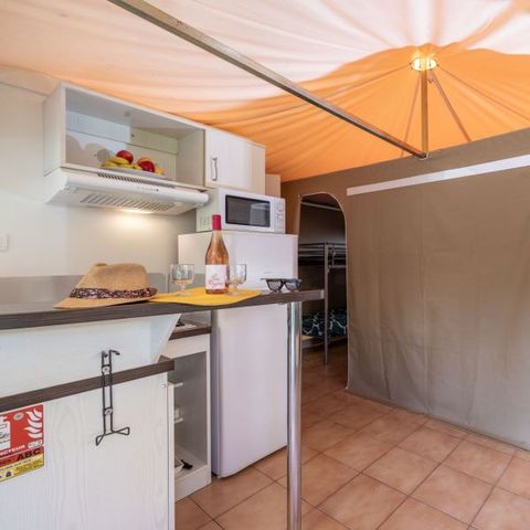 TIENDA DE LONA Y MADERA 5 personas -  Lodge 2 habitaciones 5 pers