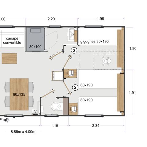 MOBILHOME 6 personnes - Mobile-Home 3 chambres